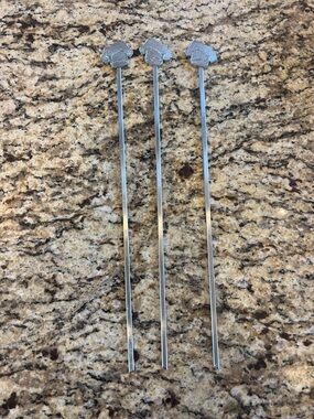Pampered Chef Set of 3 Silver Metal Cocktail Stir Sticks